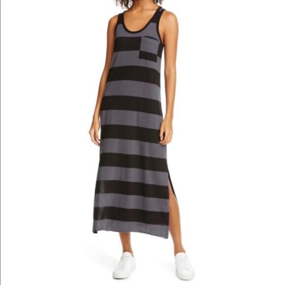 ATM Pima Cotton Stripe Maxi Tank Dress - Picture 1 of 10
